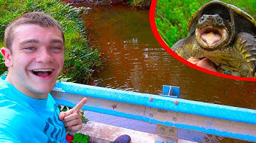 Snapping Turtle Trapping From a BRIDGE!