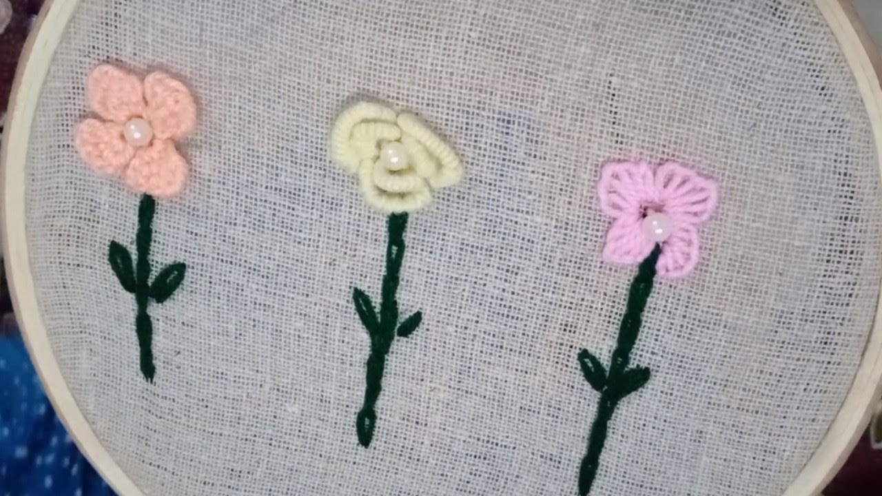Hand Embroidery Bullion Knot Rose Stitch Simple Flower YouTube