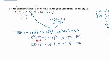 Using Remainder Theorem to Determine if a Binomial is a Factor