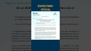 Salió el ESCRUTINIO OFICIAL de la REGISTRADURIA y Abelardo de la Espriella será PRESIDENTE