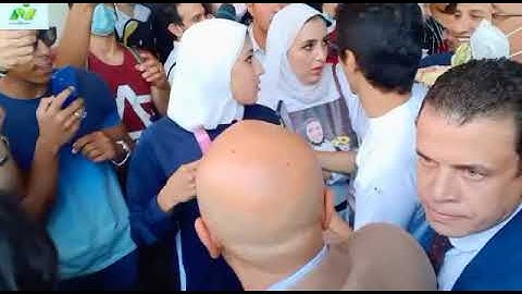 لحظة وصول أبطال الأولمبياد جيانا فاروق وعلى الصاوى مطار القاهرة
