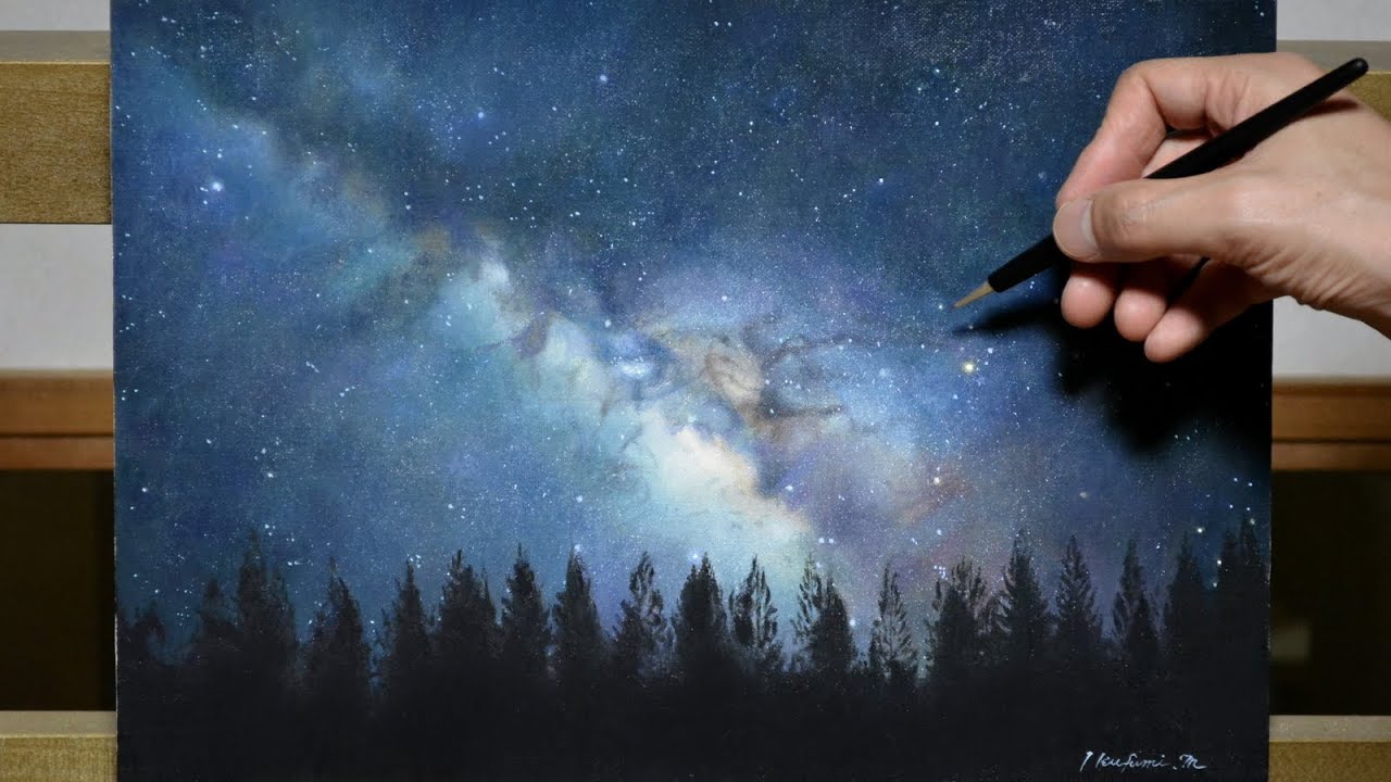 油絵 タイムラプス 天の川 銀河 Oil Painting Timelapse The Milky Way Galaxy Youtube