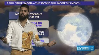 The nearly full Blue Moon rises above WNEP