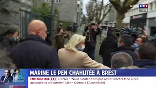 Marine Le Pen chahutée lors d'un déplacement à Brest