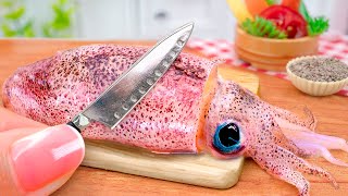 🦑🧀 Yummy Miniature Stuffed Squid With Rice and Cheese Recipe -ASMR Cooking Squid Japanese Style Idea