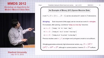 Probabilistic Hashing for Efficient Search and Learning on Massive Data, Ping Li, Cornell University