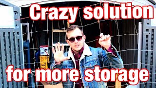 Plastic Shed Overhead Storage from Wire Fence / DIY Trash to Treasure vlog 2020