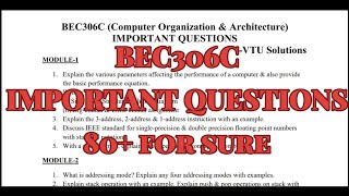Computer Organization and Arch., Important questions, BEC306C, 22 scheme, 3rd sem, ECE Stream.
