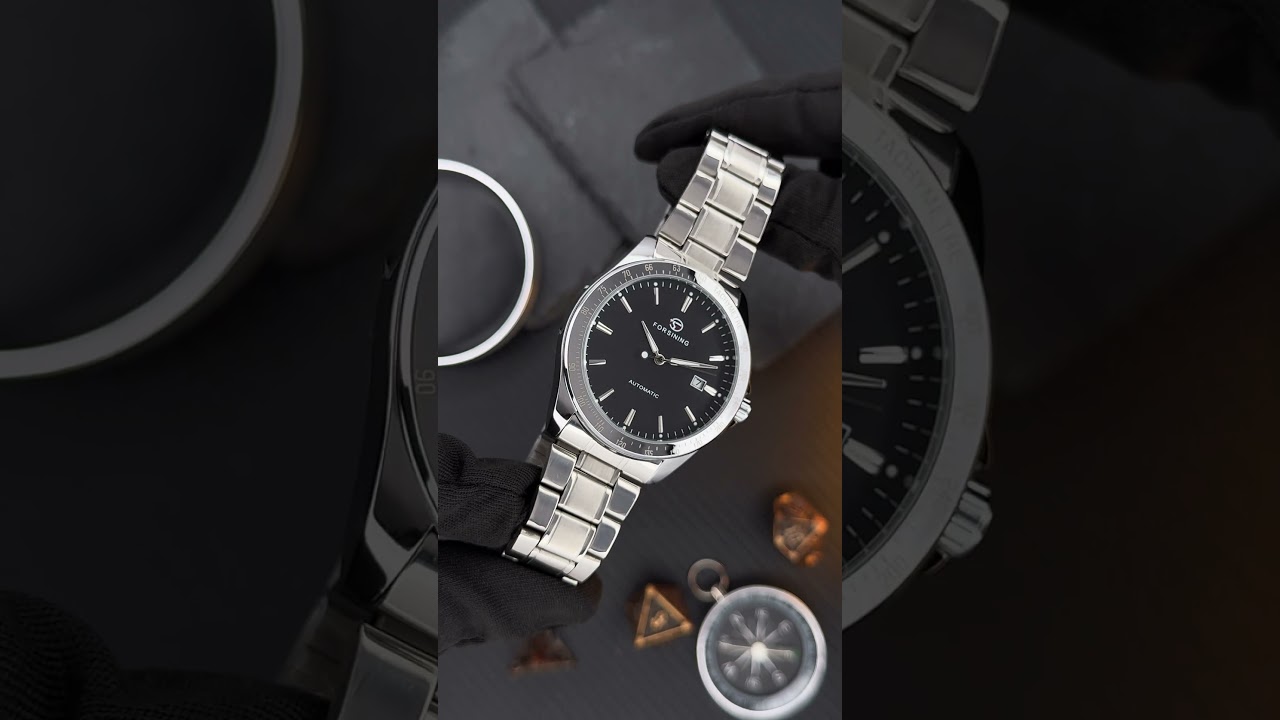 Годинник Forsining 8294 Silver Black Steel