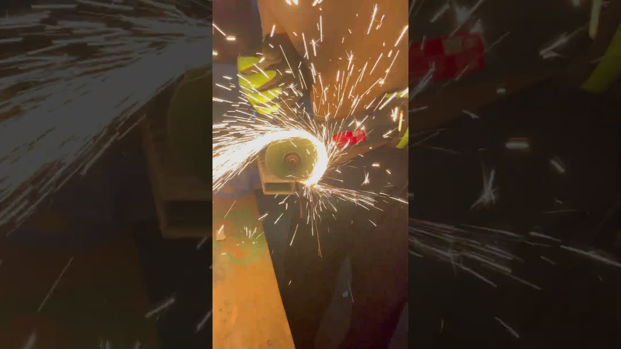 Intense Sparks! ⚙️ Cutting Metal Box Bar with Angle Grinder 🔥 