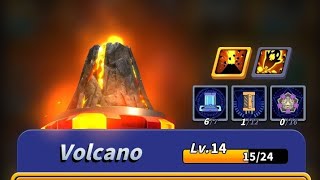 How many rounds can a level 14 Volcano last in an attack party?