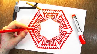 Crossed Lines In a Hexagon - Colored Spirograph Pattern