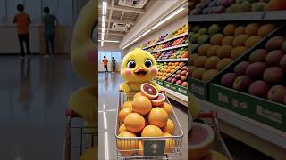 A Cute Duck Squeezes Orange Juice, And The Little Owner Shares Music With It