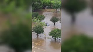 What's Trending | Girl drives in a flooded parking lot