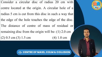 Consider a circular disc of radius 20 cm with Centre located at the origin. A circular hole of a rad