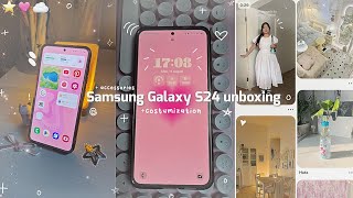 Samsung Galaxy S24 unboxing marble gray unboxing accessories + phone tour (ASMR) *aesthetic* 🩶