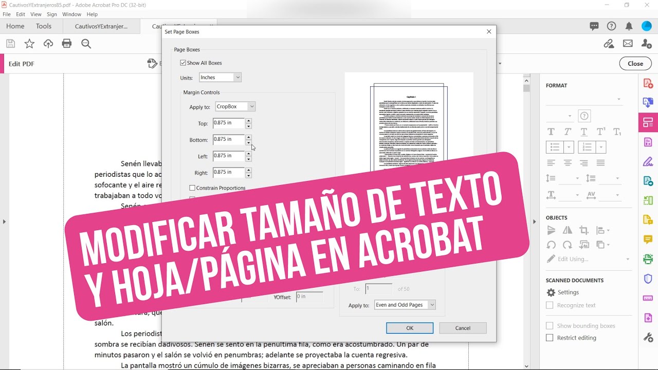 Modificar TAMAÑO de texto y página de PDF en Adobe Acrobat - YouTube