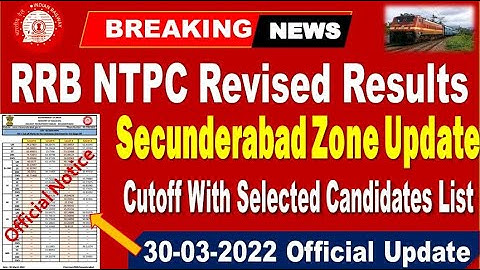 RRB Secunderabad  NTPC Revised Results Released Cutoff and Selected candidates Data  by SRINIVASMech