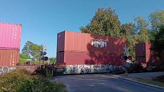 Double-Stack Intermodal Train Thunders Through 