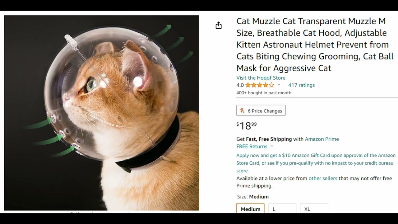 Cat Muzzle Cat Transparent Muzzle M Size, Breathable Cat Hood, Adjustable Kitten Astronaut Helmet