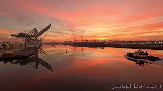 Tug Boats Docking a Cargo Ship | Sunrise Time Lapse