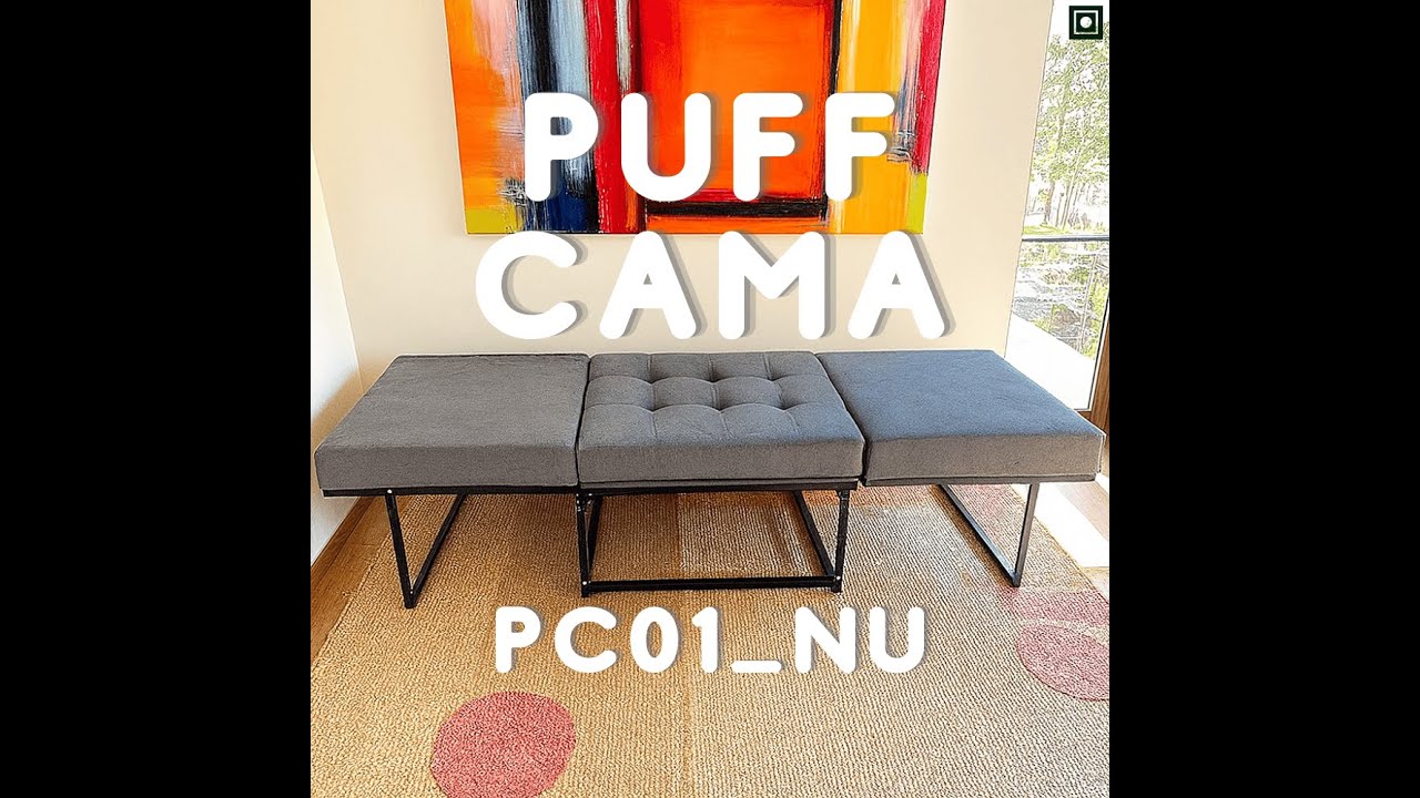 Puff Cama PC01_NU 01 que se Transforma em Sofá Cama Resistente e Confortável