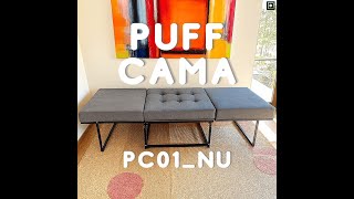 Puff Cama PC01_NU 01 que se Transforma em Sofá Cama Resistente e Confortável