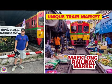 UNIQUE TRAIN MARKET IN THAILAND - MAEKLONG RAILWAY MARKET !! ??