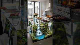 Cooking Steak on an Aquarium Kitchen Island 😱 Luxury Kitchen Goals#luxurykitchen#aquariumkitchen