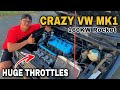 VW MK1 CRAZY BUILD MOTOR **BIGGEST THROTTLES EVER** OMG !!!