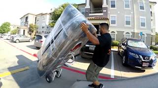 Moving a Sofa By One Mover using a hand truck