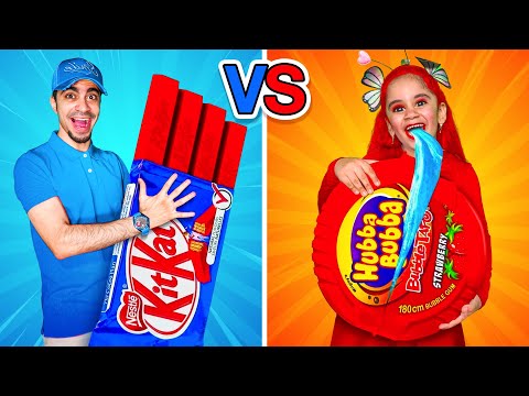 Red Food VS Blue Food Challenge تحدي الأكل الأحمر ضد الأزرق 