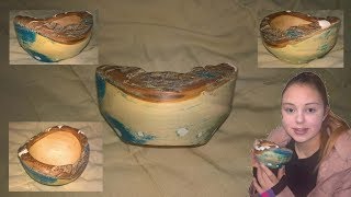 Wood Turning Club - Elderberry Bowl full of Experiments - Milliput, Staining and Natural Edge