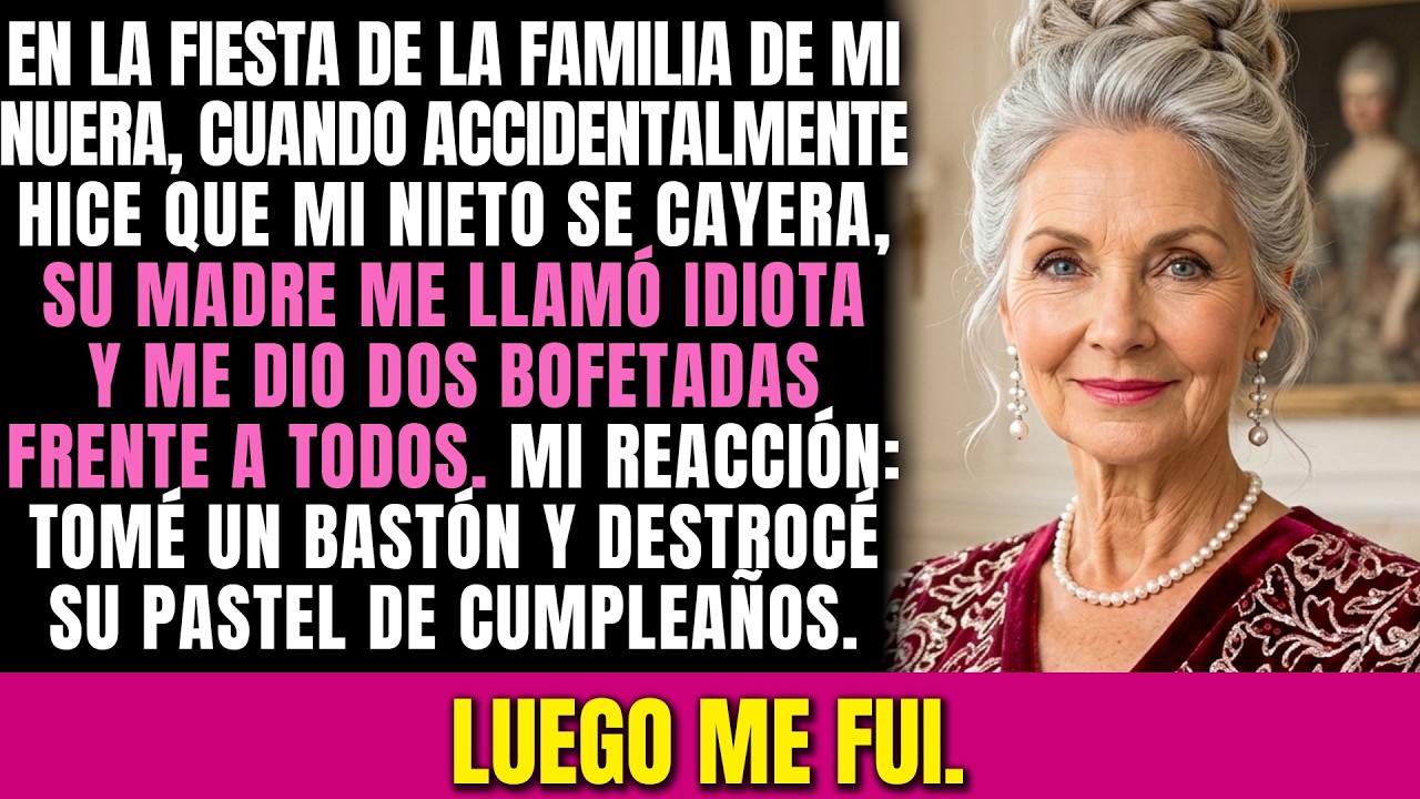 En la fiesta familiar de mi nuera, su madre me abofeteó frente a todos. De inmediato tomé un bastón…