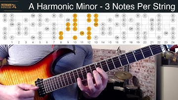 A Harmonic Minor 3NPS Guitar Fingerings - 3 Notes Per String