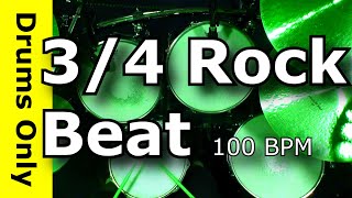 3/4 Drum Track - Rock 100 BPM