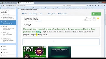 10FastFingers Text Practice  (i love ny india ) - 91 WPM with 100% Accuracy