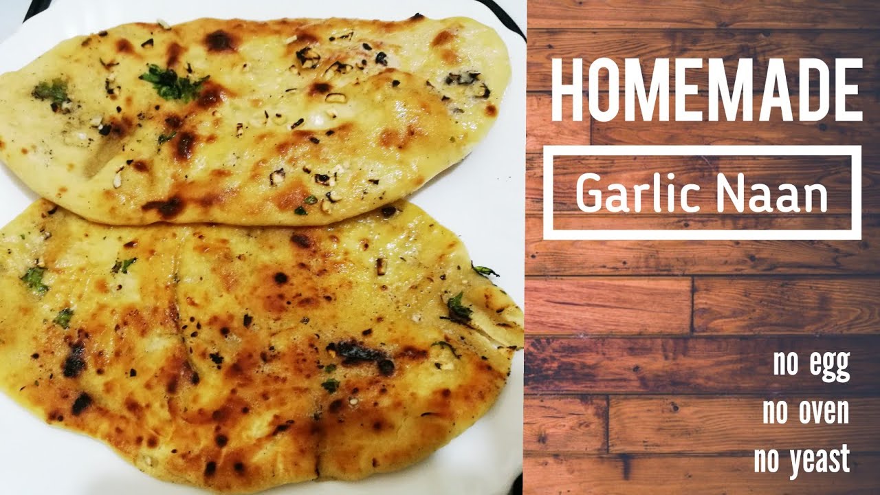 Homemade Garlic Naan recipe / How to make garlic naan bread on tawa