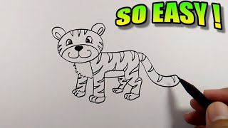How to draw a tiger easy | Simple Animal Drawing