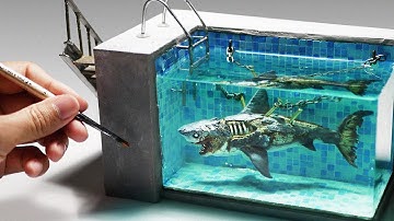 How To Make a Zombie Shark In a Swimming pool Diorama / Polymer Clay / Epoxy resin