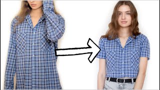 Ruha átalakítás Vikivel #2 / férfi ingből rövid ujjú női ing