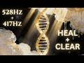 528Hz + 417Hz | DNA Repair + Clearing Blockages | Solfeggio Frequency Music