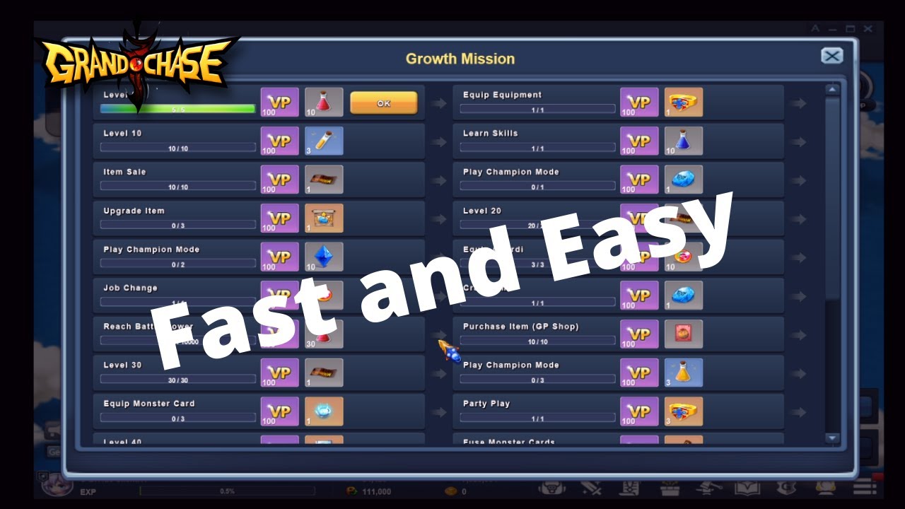 Growth Missions Under 15minutes - Grand Chase Classic