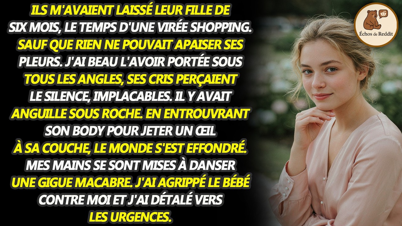« Elle a passé la moitié de la nuit à pleurer. » Ces mots, envoyés par ma sœur à 8 h 11 samedi matin, ont tout changé. Une heure plus tard, elle posait sa fille de six mois dans mes bras et...