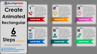 53. How to create Animated rectangular 6 Steps infographic