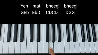 Yeh Raat Bheegi Bheegi Tutorial (Chords+Melody) | Chori Chori | Keyboard