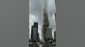 A scary tsunami and tornado in the city #tsunami  #nature  #shortvideo #scary