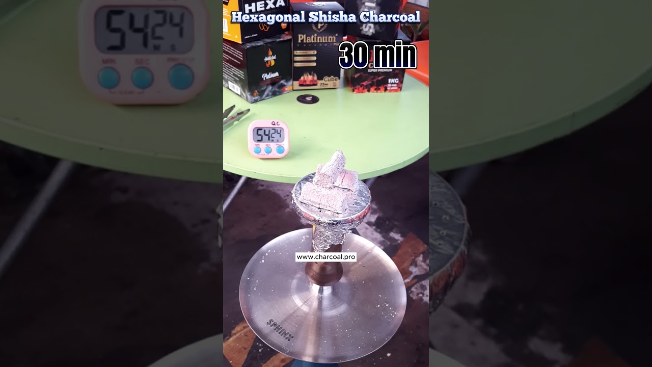 Burning Hexagonal Shisha charcoal 2+ hours 