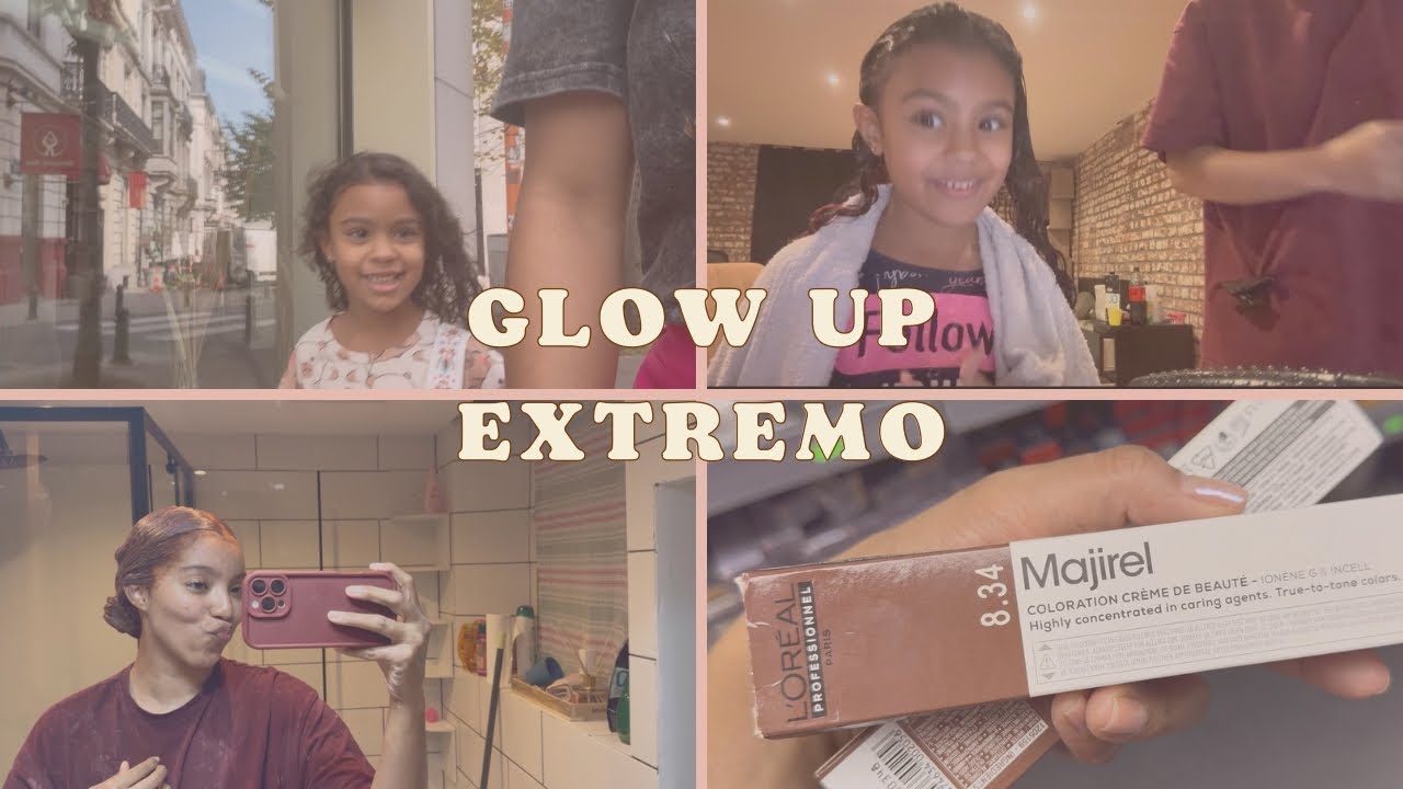 Glow up das queridas | PINTEI O CABELO SOZINHA EM CASA E FIZ MECHAS ROSA NA MINHA FILHA🩷🧡