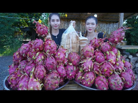 Fresh Dragon fruit with bread cook recipe with my sister - Amazing video